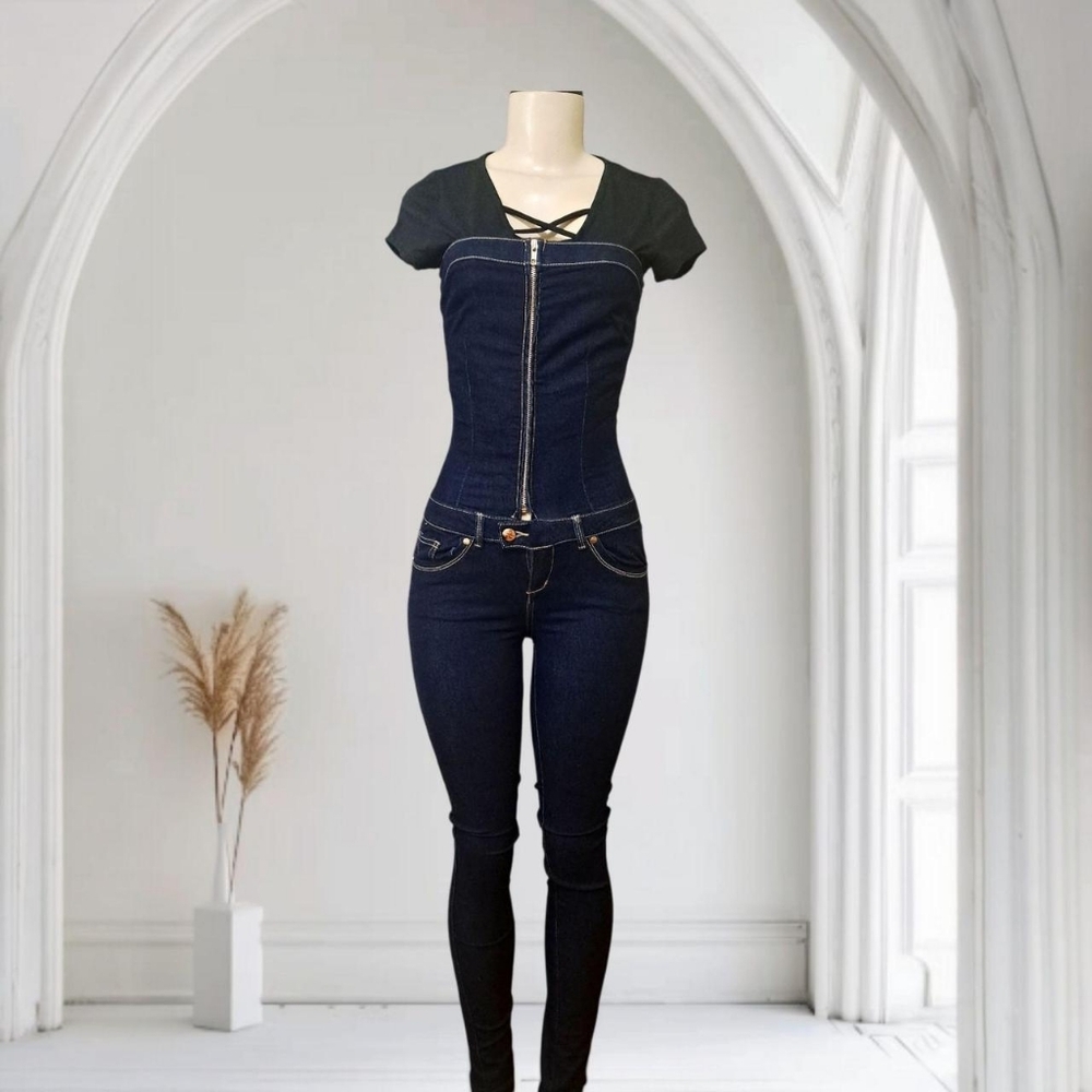 Unbranded NWOT Dark Blue Small Denim Jumpsuit